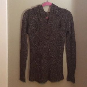 Open knit hooded sweater